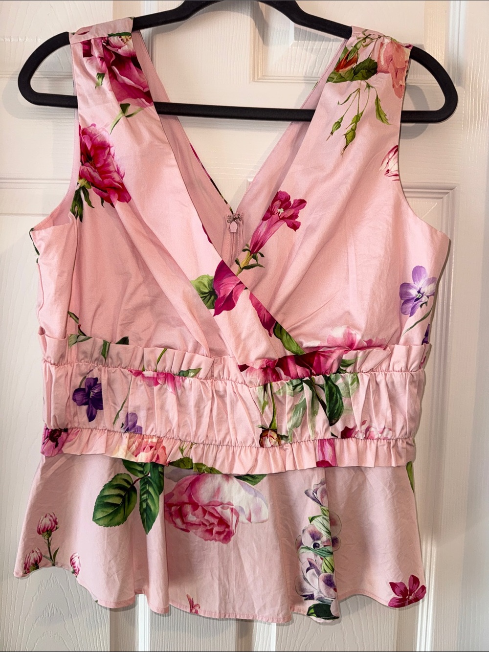 Express Pink Floral Peplum Top